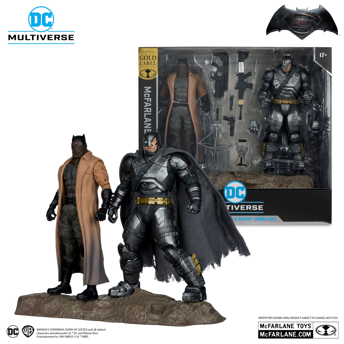 McFarlane Toys DC Multiverse Batman V Superman Dawn of Justice - Batman (Knightmare) & Batman (Armor Suit) [Gold Label]