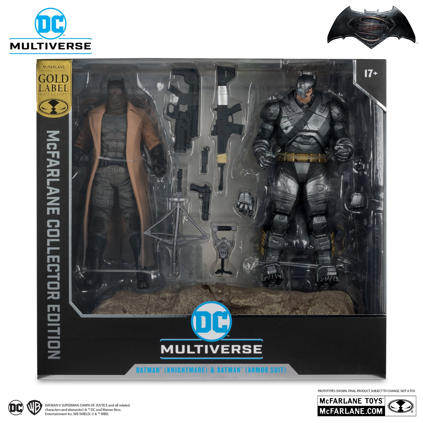 McFarlane Toys DC Multiverse Batman V Superman Dawn of Justice - Batman (Knightmare) & Batman (Armor Suit) [Gold Label]