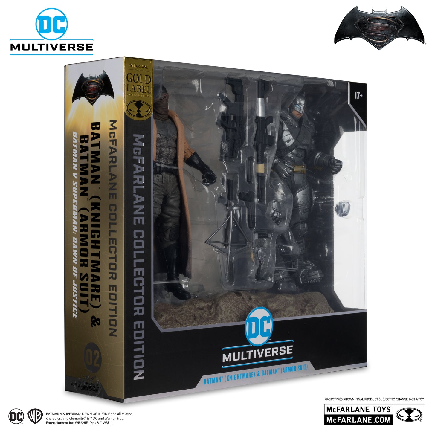 McFarlane Toys DC Multiverse Batman V Superman Dawn of Justice - Batman (Knightmare) & Batman (Armor Suit) [Gold Label]