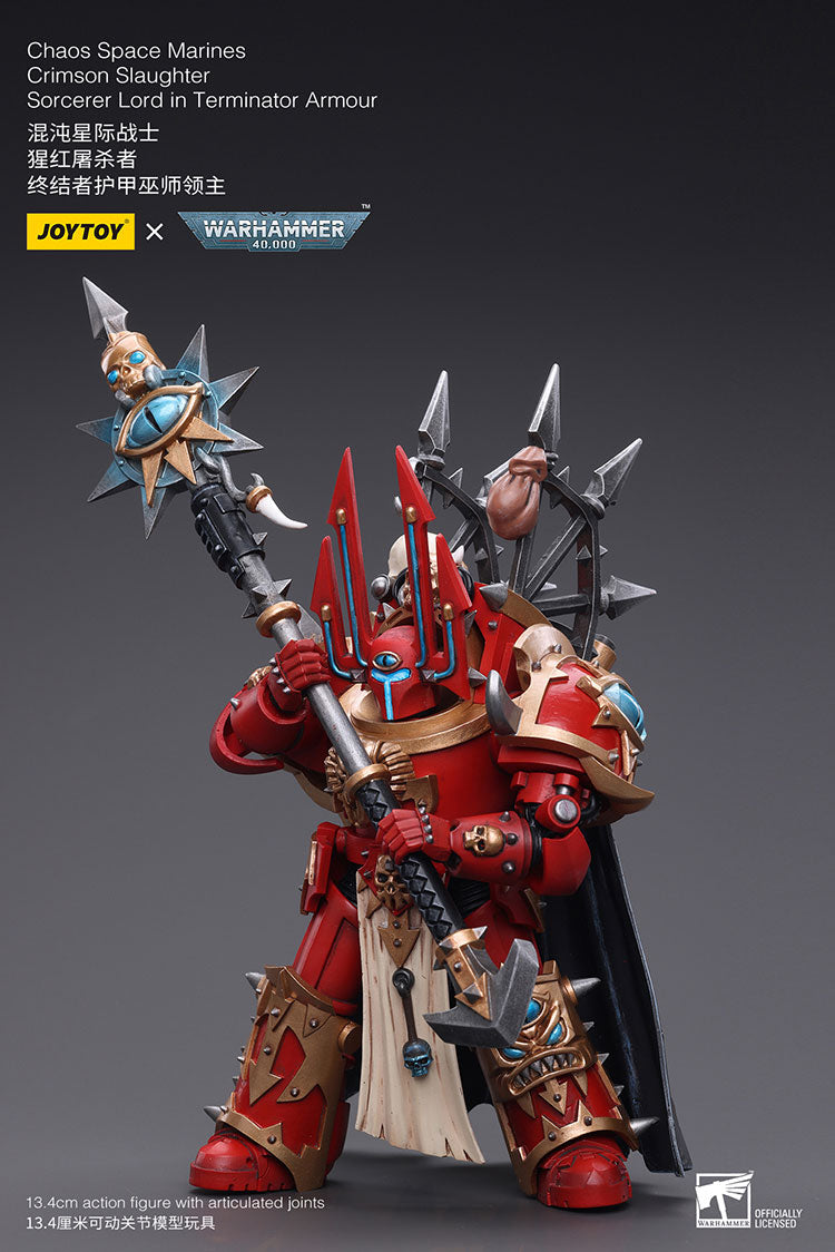 Joytoy 1/18 Warhammer 40K Chaos Space Marines Crimson Slaughter Sorcerer Lord in Terminator Armor