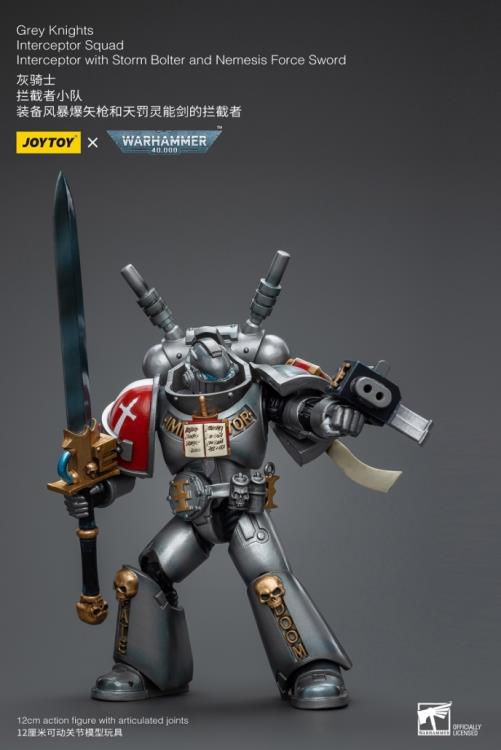 Joytoy 1/18 Warhammer 40k Grey Knights Interceptor Squad Interceptor with Storm Bolter and Nemesis Force Sword