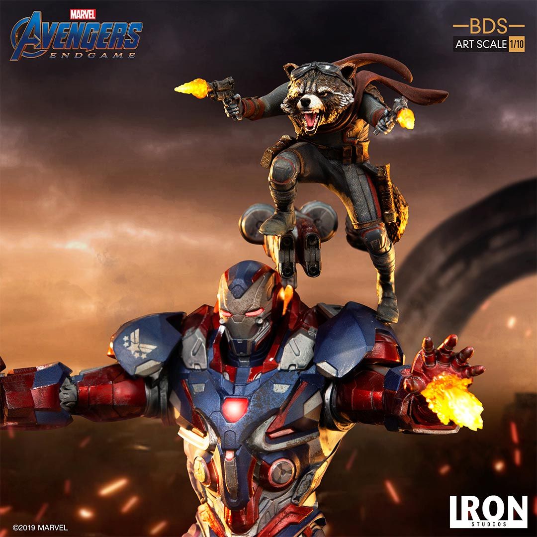 Iron Studios Art Scale 1/10 Marvel Avengers Endgame Iron Patriot and Rocket Raccoon